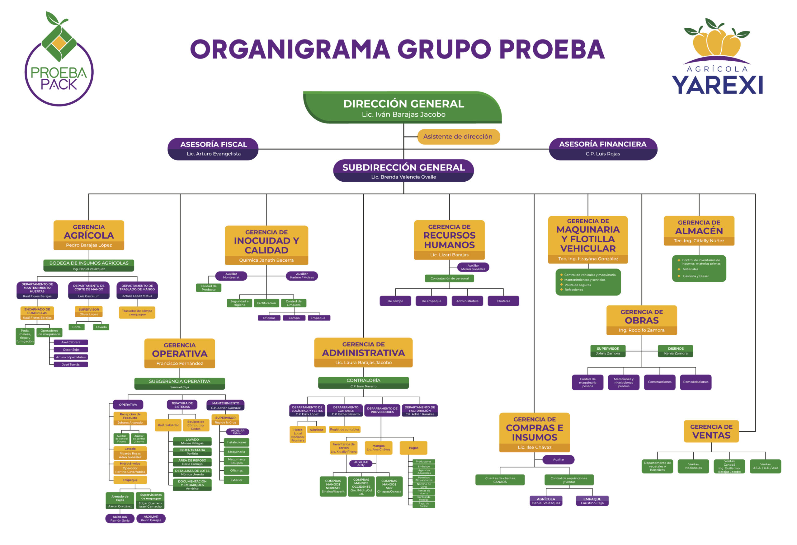 Organigrama ampliado de Proeba Pack